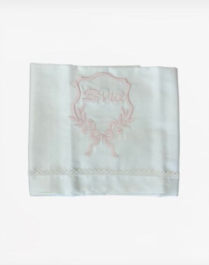 Tiny Toes Σετ σεντόνια λίκνου Βαμβακοσατέν 2τμχ με Κεντημένο Όνομα Ecru