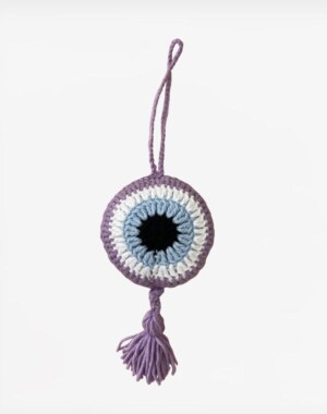 Χειροποίητο Πλεκτό Μάτι - Γούρι με Φούντα Lavender