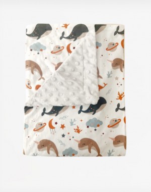 Κουβέρτα Βελουτέ Διπλής όψης Under the Sea 70×100cm